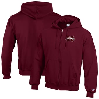 Men's Champion Maroon Mississippi State Bulldogs  Eco Powerblend Full-Zip Hoodie