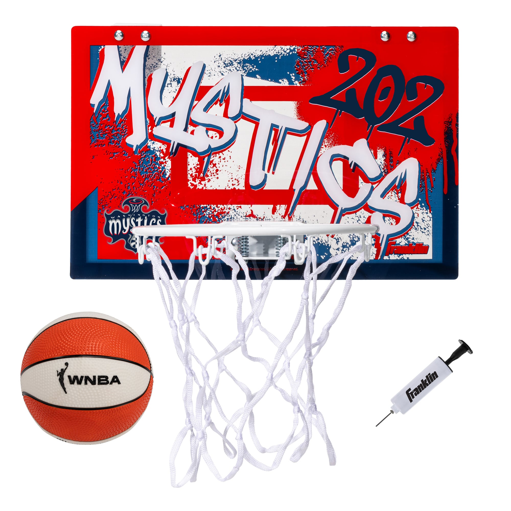 Franklin Sports Washington Mystics Over-the-Door Basketball Hoop Set
