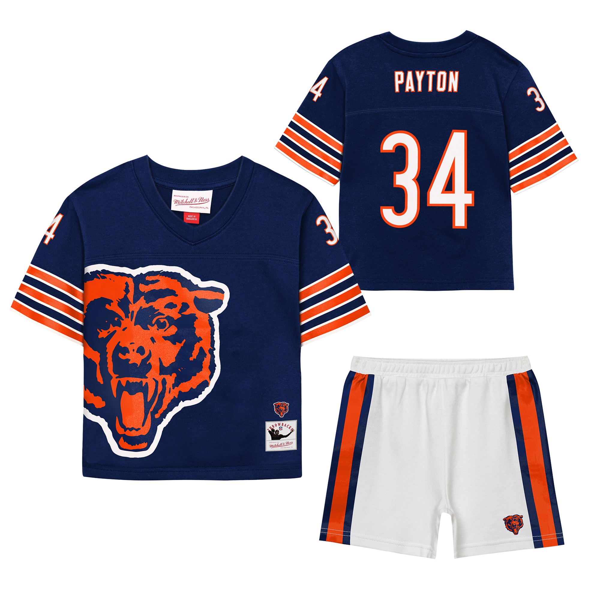 Mitchell & Ness Toddler Walter Payton Navy Chicago Bears Playmaker Short Set - Navy
