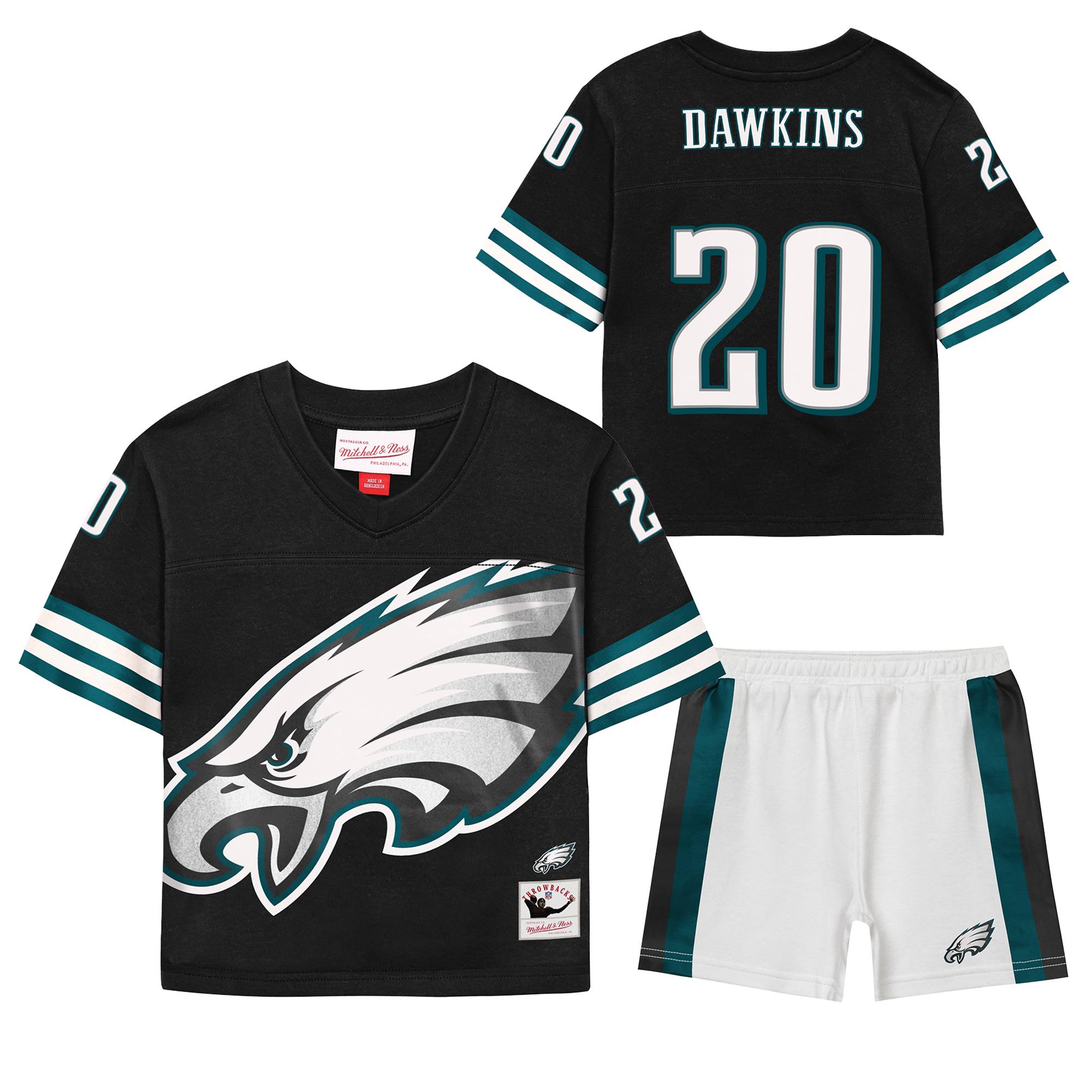 Mitchell & Ness Toddler Brian Dawkins Black Philadelphia Eagles Playmaker Short Set - Black