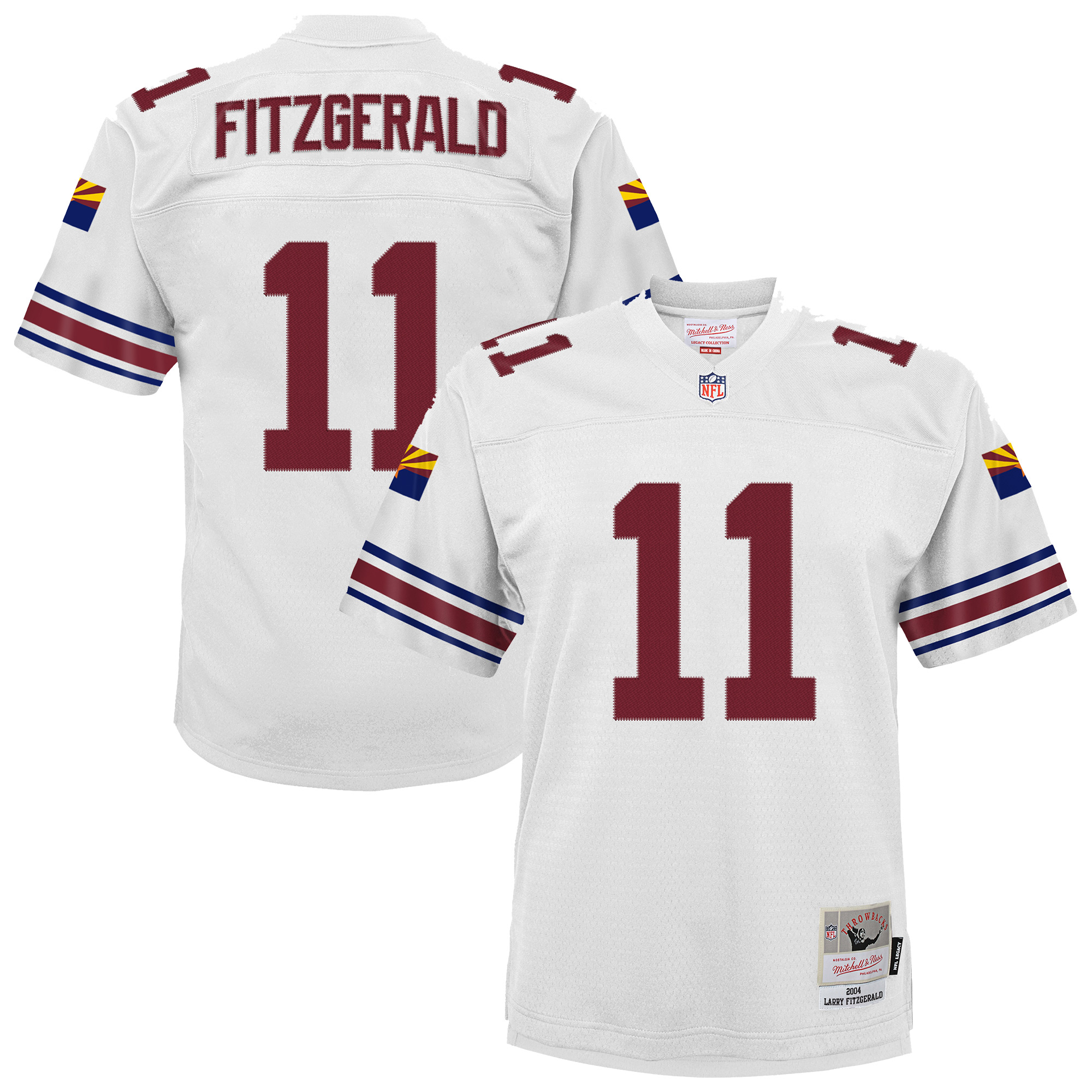 Mitchell & Ness Big Boys' and Girls' Larry Fitzgerald White Arizona Cardinals 2004 Legacy Home Throwback Jersey - White
