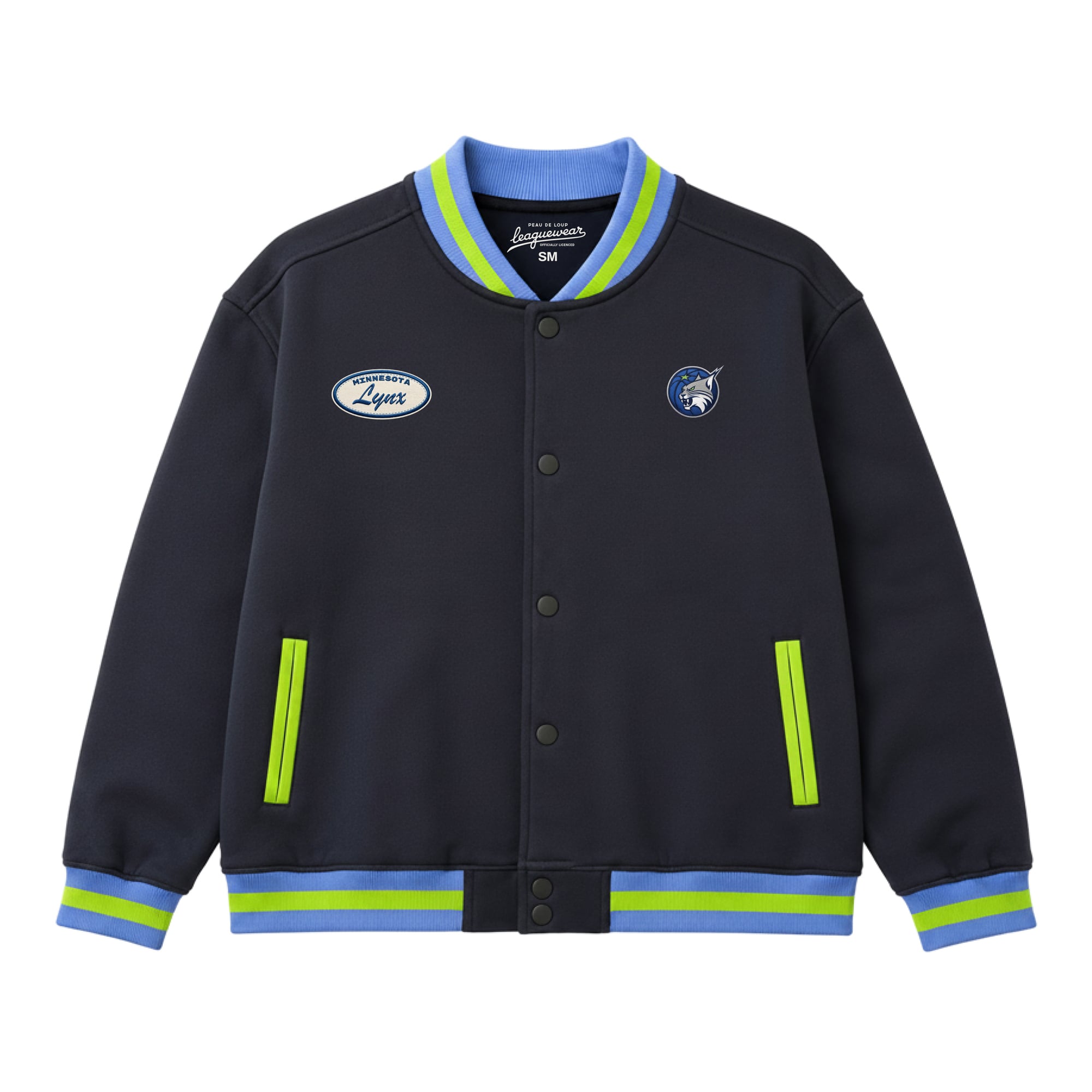 Unisex Peau De Loup Navy Minnesota Lynx Sideline Fleece Full-Snap Varsity Jacket