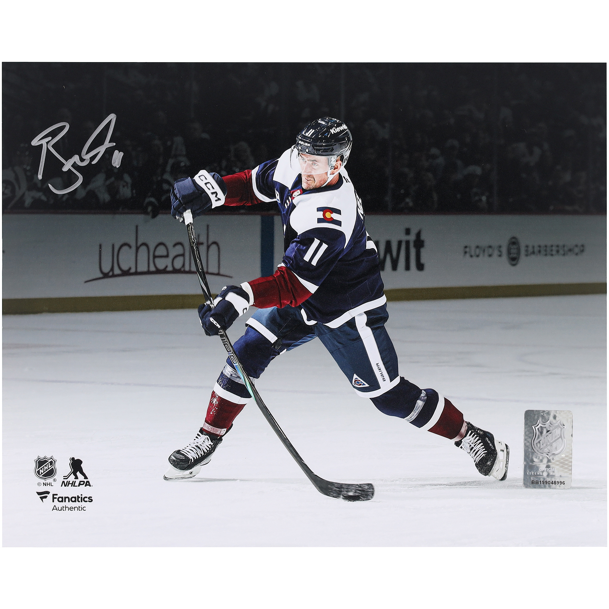 Brock Nelson Colorado Avalanche Autographed 8" x 10" Navy Alternate Jersey Shooting Spotlight Photograph