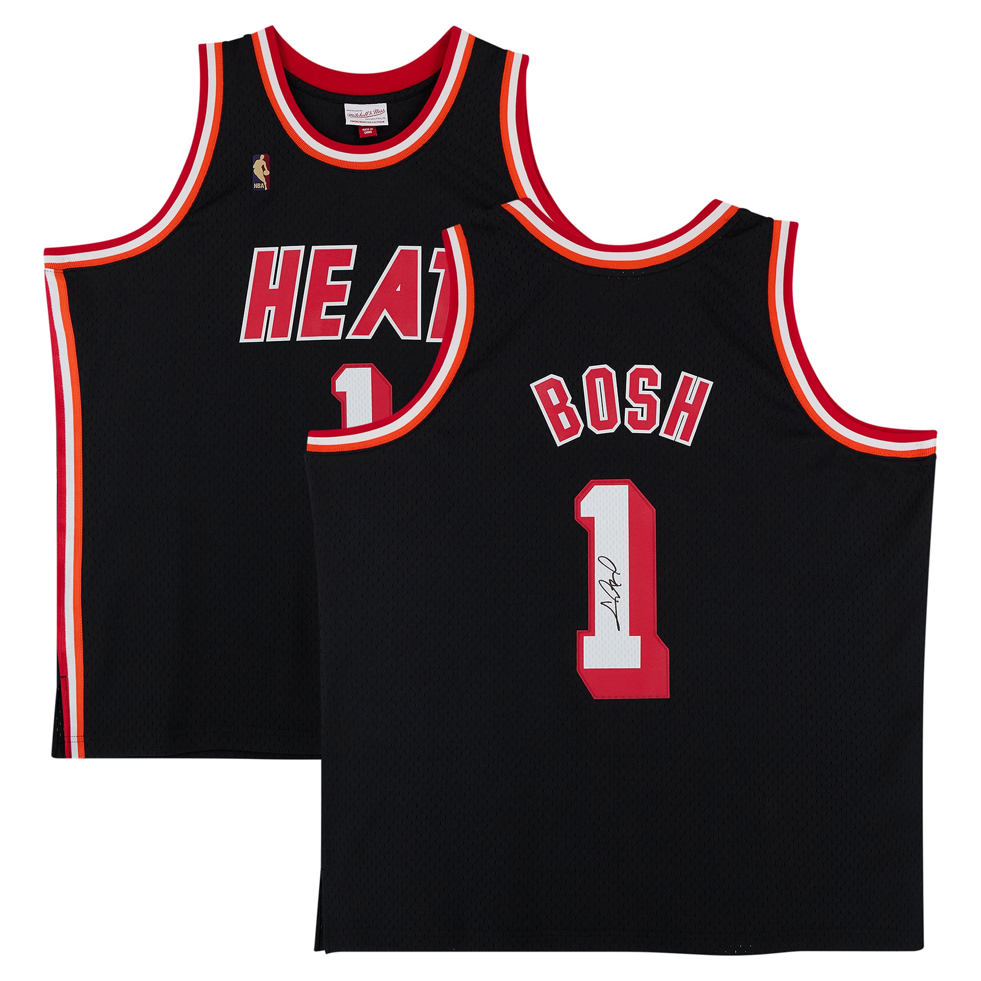 Chris Bosh Miami Heat Autographed Mitchell & Ness Hardwood Classics 2013-14 Black Swingman Jersey