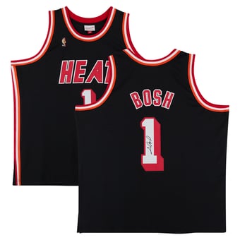 Chris Bosh Miami Heat Autographed Mitchell & Ness Hardwood Classics 2013-14 Black Swingman Jersey
