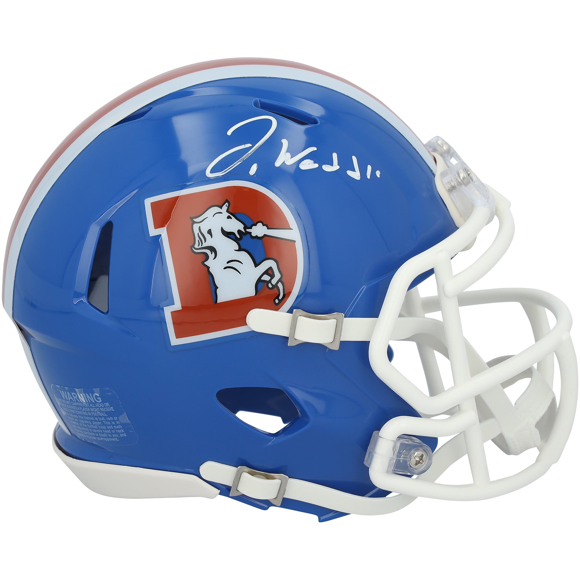 Casco mini Riddell Throwback Speed ​​di Jaylen Waddle dei Denver Broncos, autografato (1976-1996).