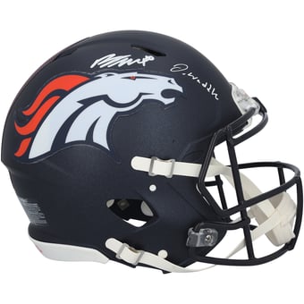Jaylen Waddle & Bo Nix Denver Broncos Autographed Riddell Speed Authentic Helmet