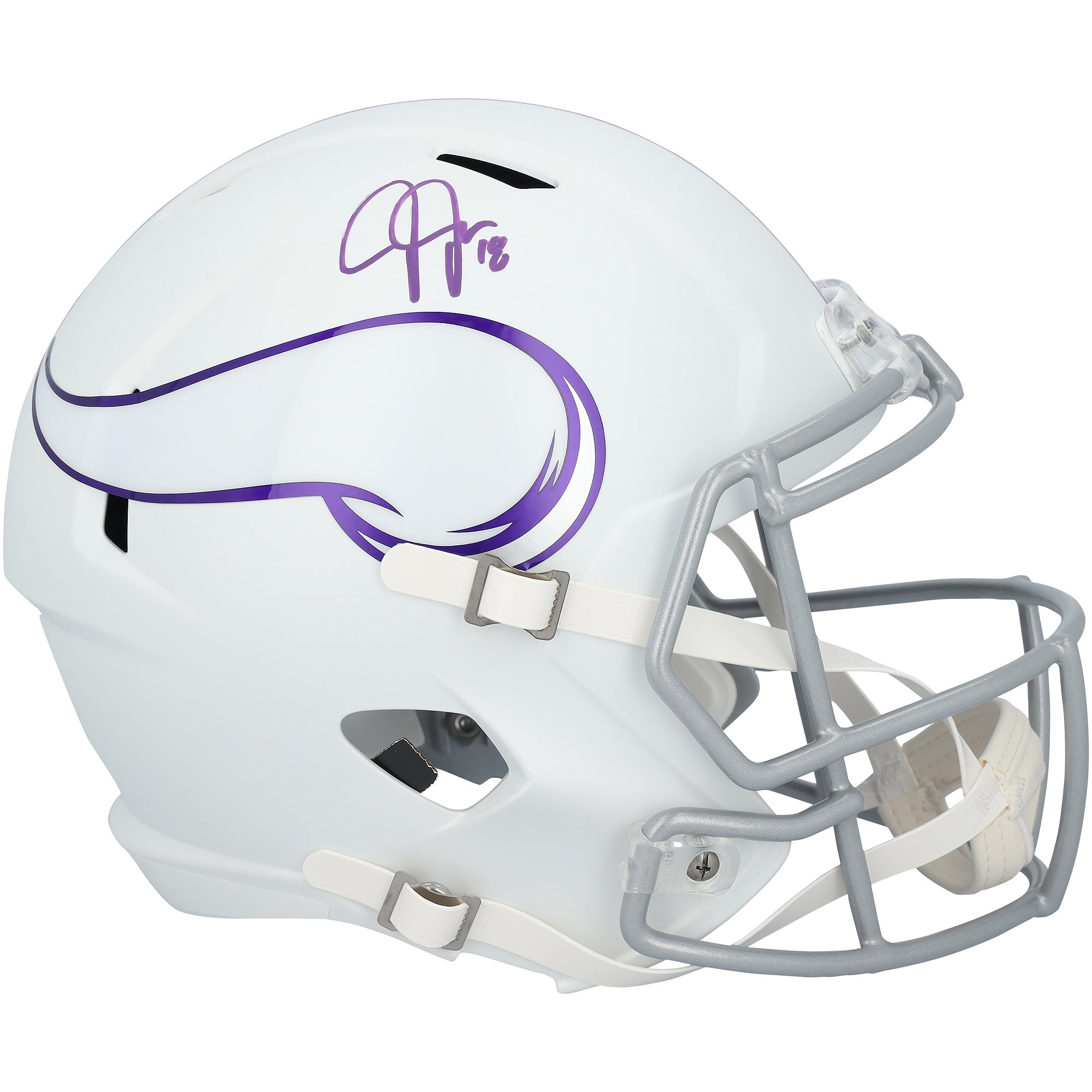 Casco replica Riddell 2024 Alternate Speed ​​autografato da Justin Jefferson dei Minnesota Vikings.