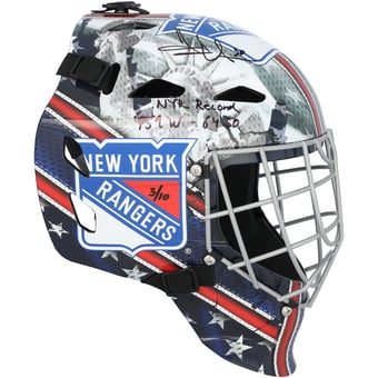 "Henrik Lundqvist New York Rangers Autographed Replica Goalie Mask with ""NYR Record 459W-64SO"" Inscription - Limited Edition of 10"