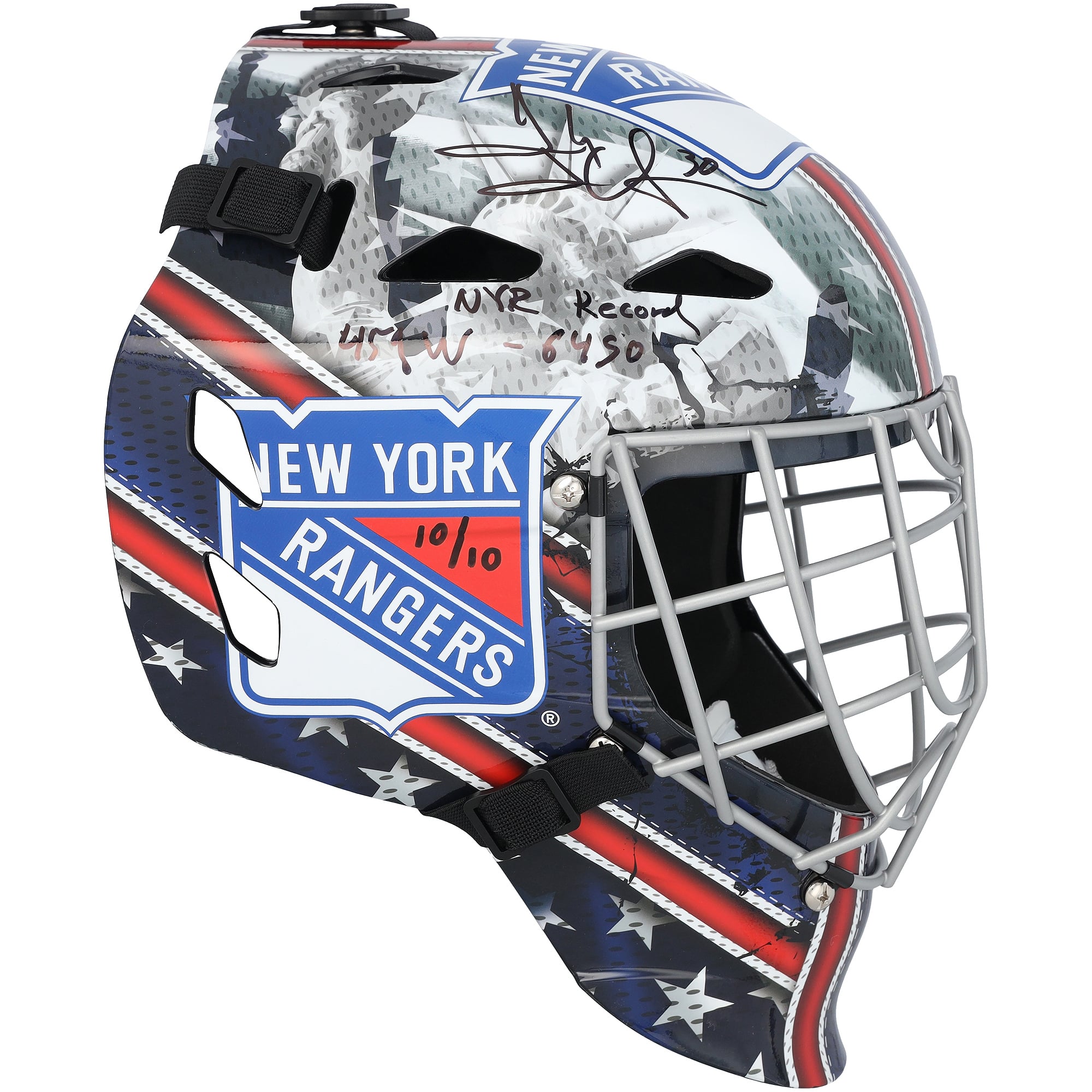 Henrik Lundqvist New York Rangers Autographed Replica Goalie Mask with "NYR Record 459W-64SO" Inscription - Limited Edition #10/10