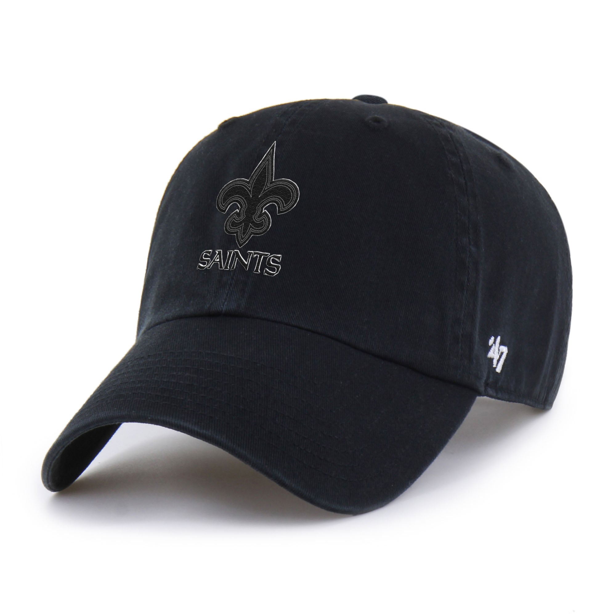 Men's '47 Black New Orleans Saints Tonal Clean Up Adjustable Hat