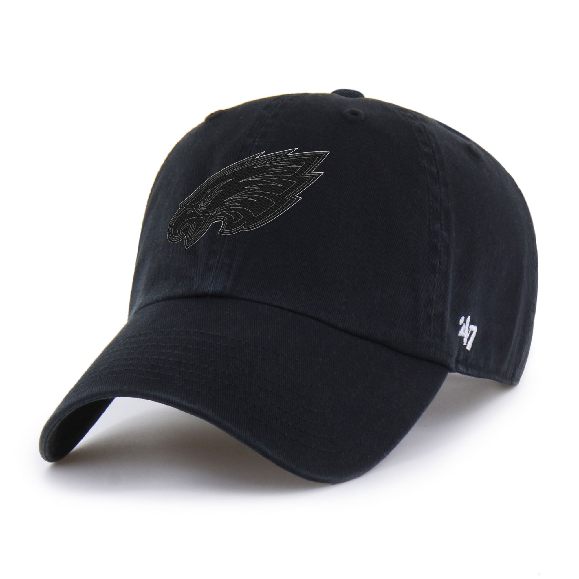 Men's '47 Black Philadelphia Eagles Tonal Clean Up Adjustable Hat