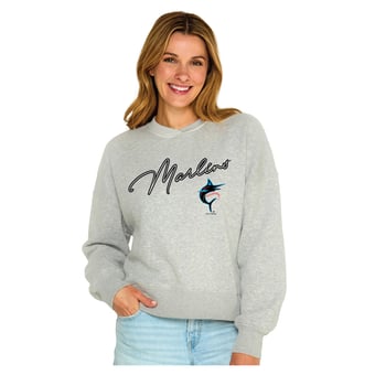 Women's Soft as a Grape  Heather Gray Miami Marlins Snuggly Sweatshirt