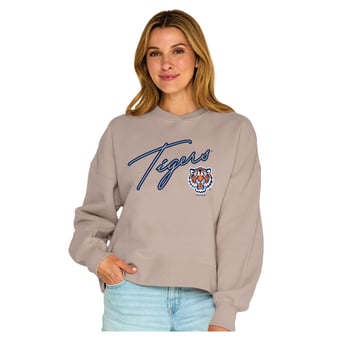 Women's Soft as a Grape  Tan Detroit Tigers Snuggly Sweatshirt