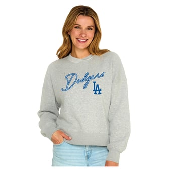 Women's Soft as a Grape  Heather Gray Los Angeles Dodgers Snuggly Sweatshirt