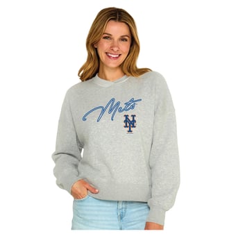 Women's Soft as a Grape  Heather Gray New York Mets Snuggly Sweatshirt