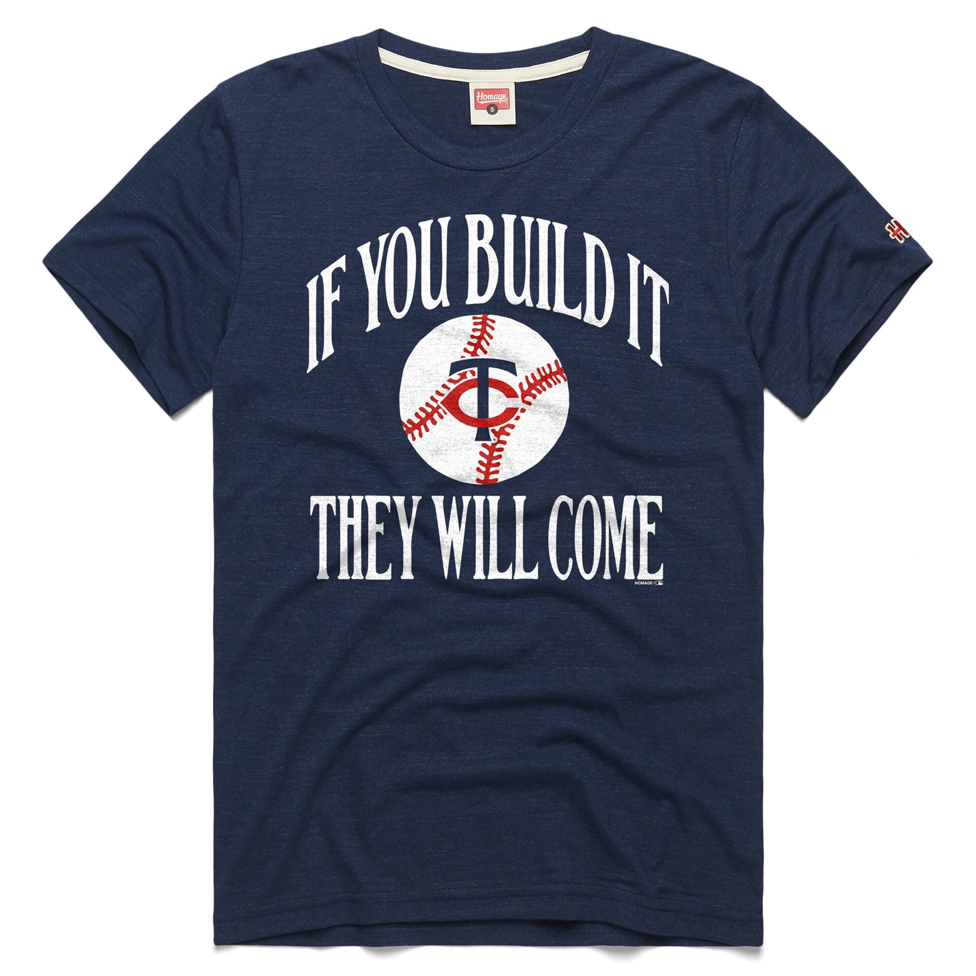 Men's Homage Navy Minnesota Twins 2026 Field of Dreams If You Build It Tri-Blend T-Shirt