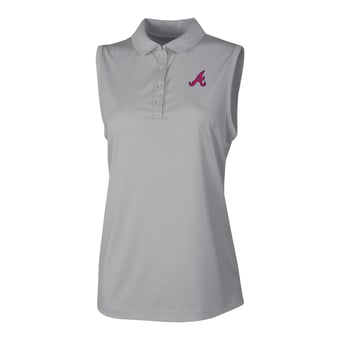 Women's Columbia Gray Atlanta Braves  Ace Flair Sleeveless Tank Polo