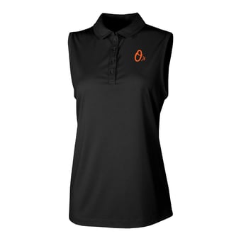 Women's Columbia Black Baltimore Orioles  Ace Flair Sleeveless Tank Polo