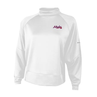 Women's Columbia White Atlanta Braves  Par Performance Mock Neck Sweatshirt