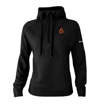 Women's Columbia Black Baltimore Orioles  Swingcraft Tri-Blend Half-Zip Hoodie