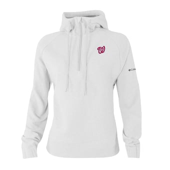 Women's Columbia White Washington Nationals  Swingcraft Tri-Blend Half-Zip Hoodie