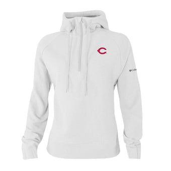 Women's Columbia White Cincinnati Reds  Swingcraft Tri-Blend Half-Zip Hoodie