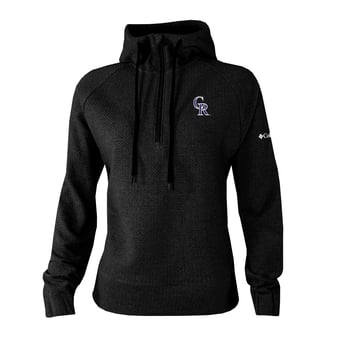 Women's Columbia Black Colorado Rockies  Swingcraft Tri-Blend Half-Zip Hoodie
