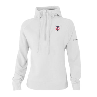 Women's Columbia White Minnesota Twins  Swingcraft Tri-Blend Half-Zip Hoodie
