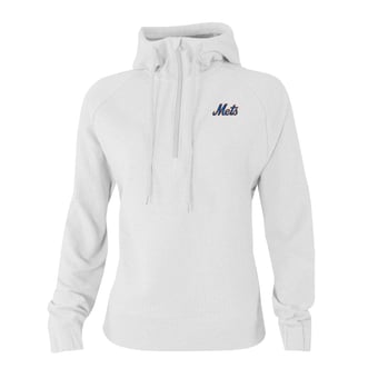 Women's Columbia White New York Mets  Swingcraft Tri-Blend Half-Zip Hoodie