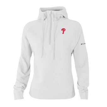 Women's Columbia White Philadelphia Phillies  Swingcraft Tri-Blend Half-Zip Hoodie