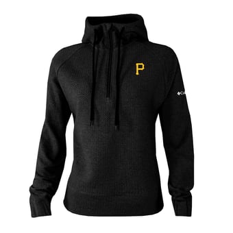 Women's Columbia Black Pittsburgh Pirates  Swingcraft Tri-Blend Half-Zip Hoodie