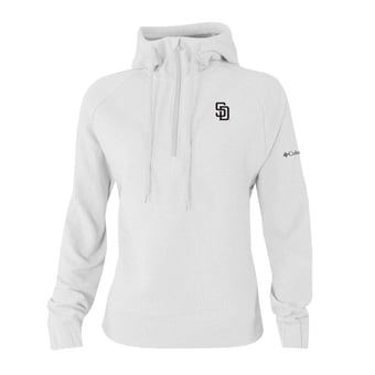 Women's Columbia White San Diego Padres  Swingcraft Tri-Blend Half-Zip Hoodie