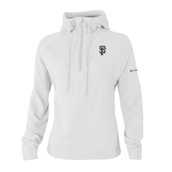 Women's Columbia White San Francisco Giants  Swingcraft Tri-Blend Half-Zip Hoodie