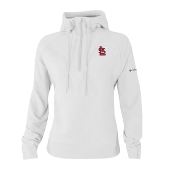 Women's Columbia White St. Louis Cardinals  Swingcraft Tri-Blend Half-Zip Hoodie
