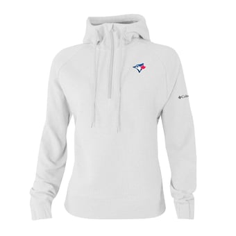 Women's Columbia White Toronto Blue Jays  Swingcraft Tri-Blend Half-Zip Hoodie
