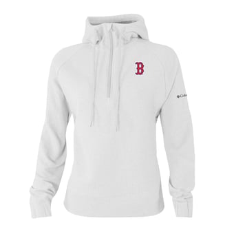 Women's Columbia White Boston Red Sox  Swingcraft Tri-Blend Half-Zip Hoodie