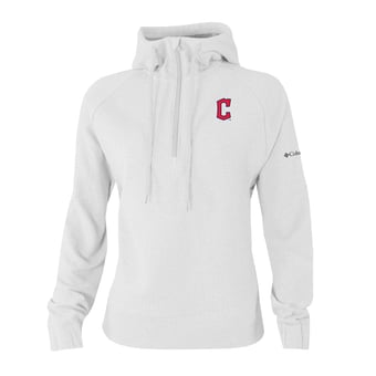 Women's Columbia White Cleveland Guardians  Swingcraft Tri-Blend Half-Zip Hoodie