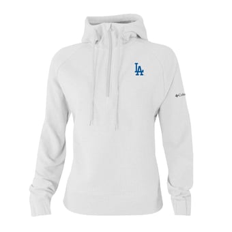 Women's Columbia White Los Angeles Dodgers  Swingcraft Tri-Blend Half-Zip Hoodie