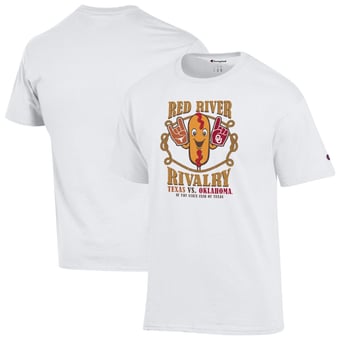 Men's Champion White 2026 Red River Rivalry Corndog T-Shirt
