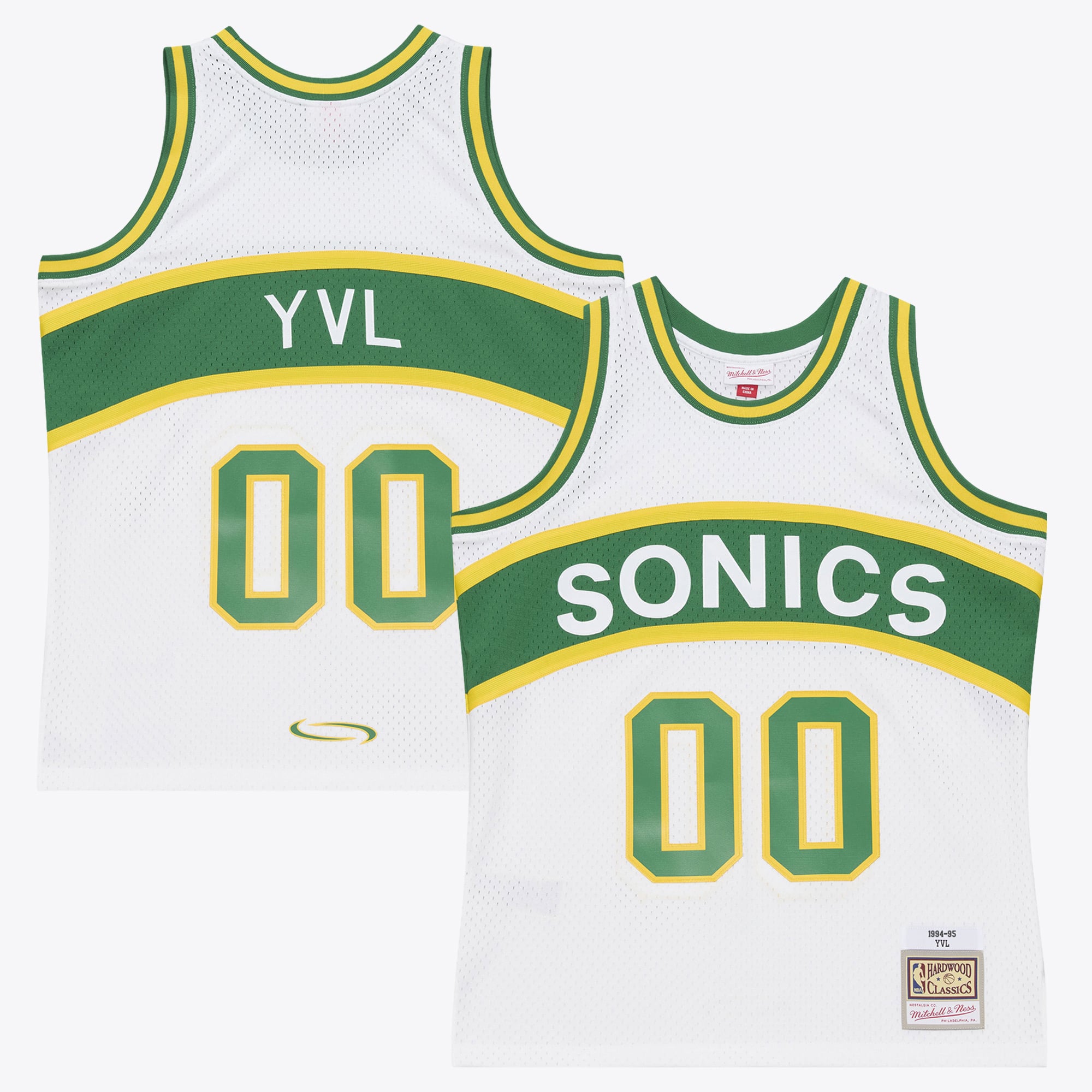 Men's Mitchell & Ness x Playboi Carti White Seattle SuperSonics 1994-95 Swingman Jersey