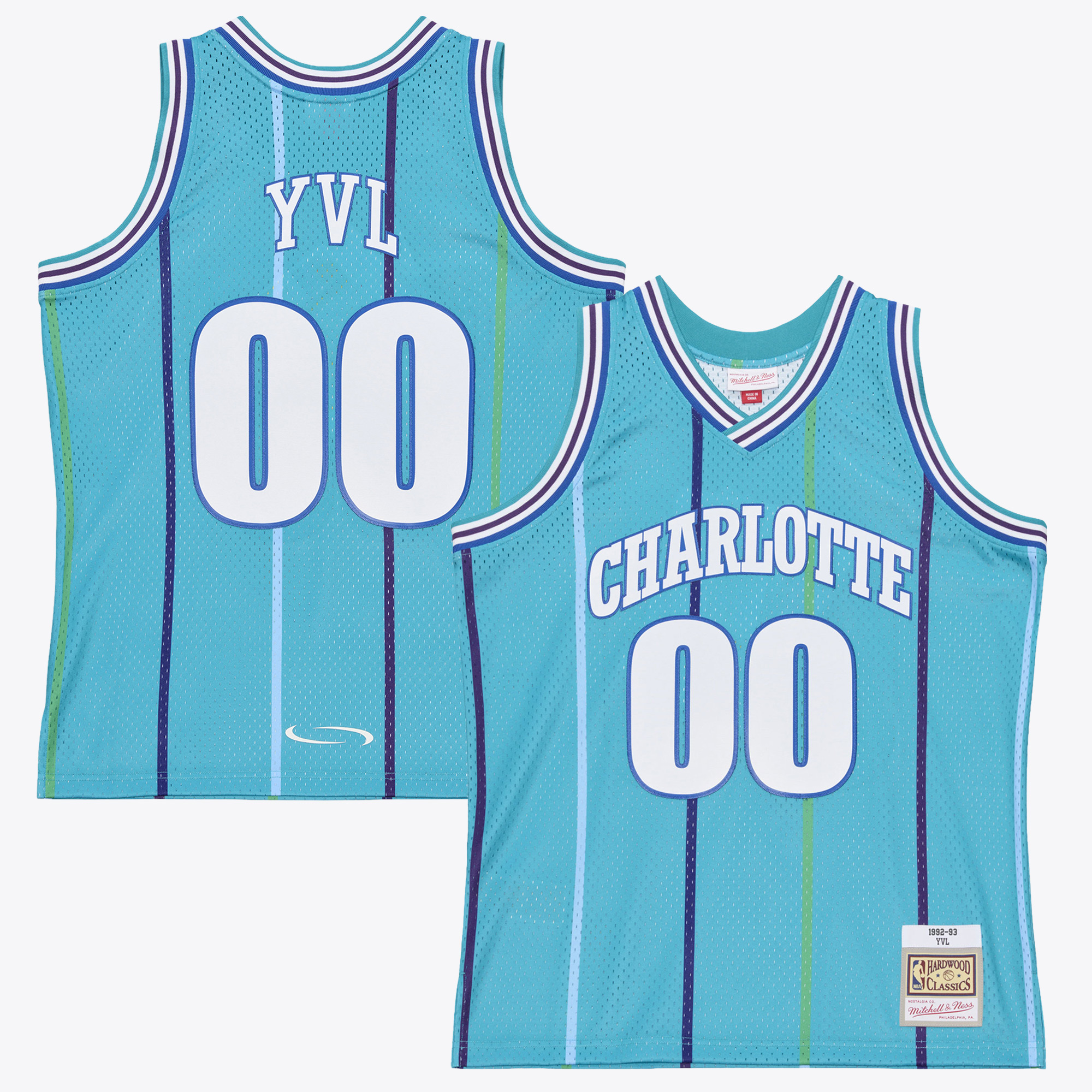 Men's Mitchell & Ness x Playboi Carti Teal Charlotte Hornets 1992-93 Swingman Jersey