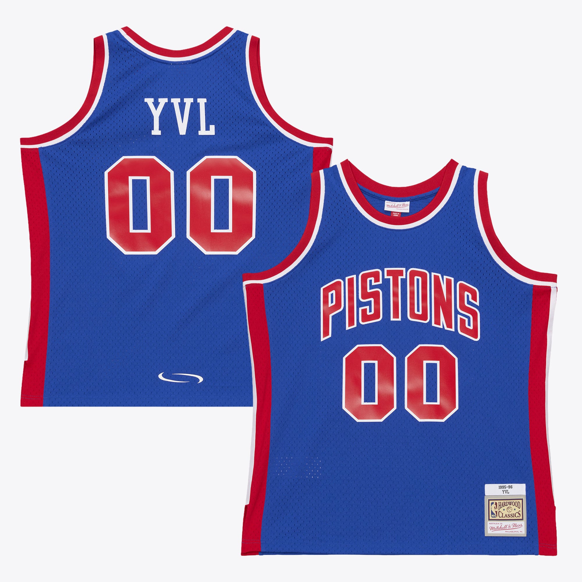 Men's Mitchell & Ness x Playboi Carti Blue Detroit Pistons 1995-96 Swingman Jersey