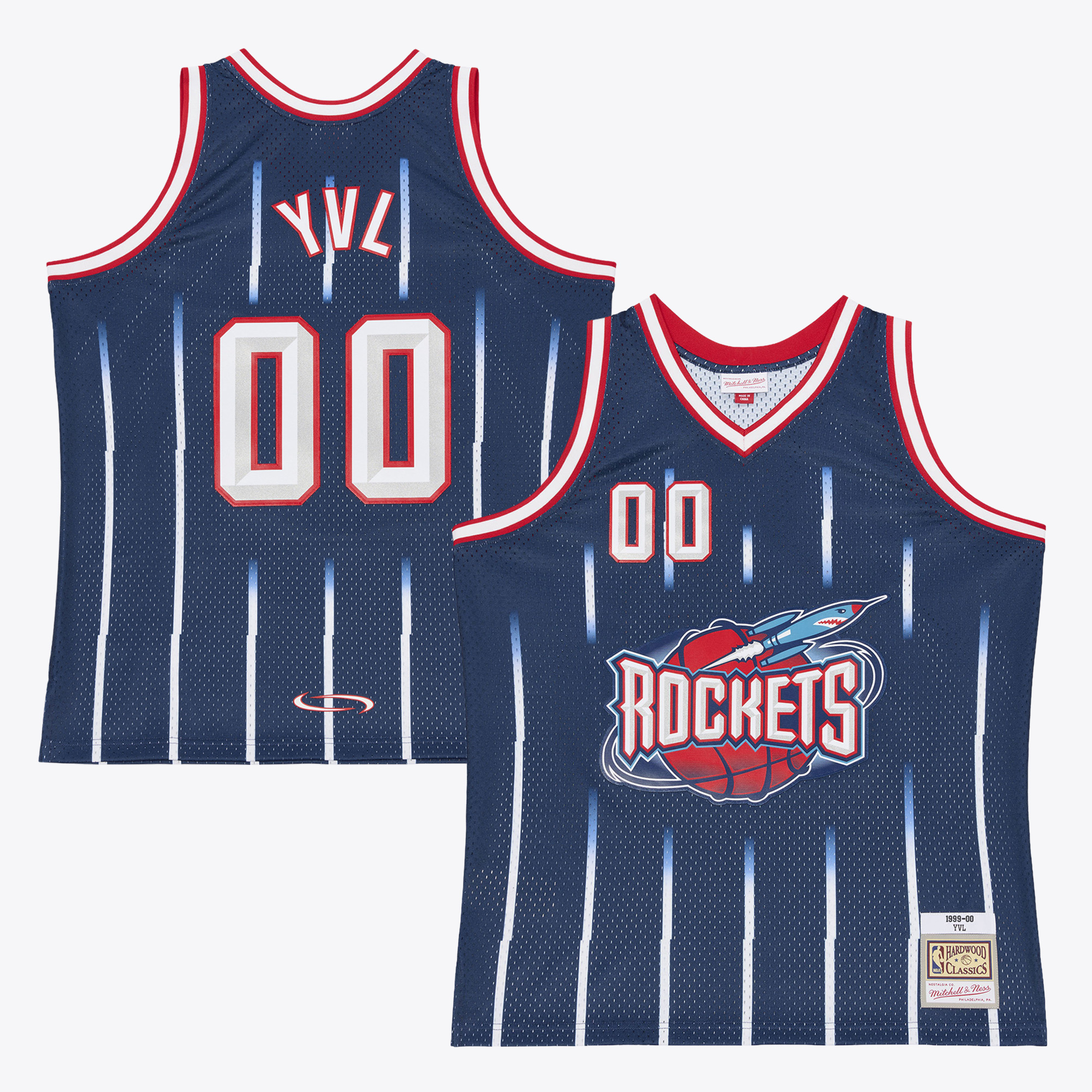 Men's Mitchell & Ness x Playboi Carti Navy Houston Rockets 1999-00 Swingman Jersey