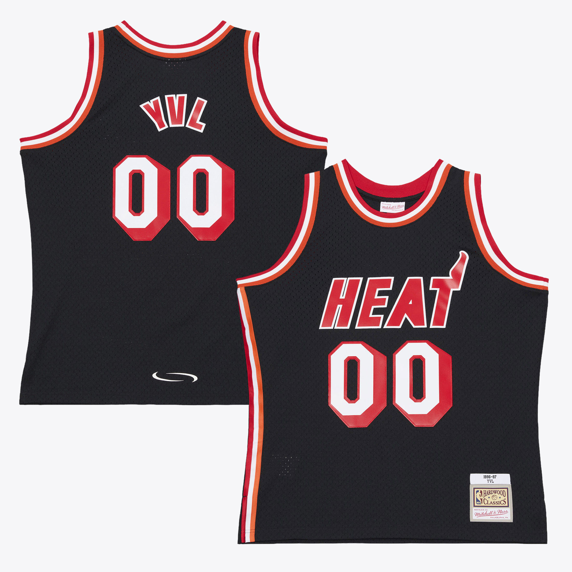 Men's Mitchell & Ness x Playboi Carti Black Miami Heat 1996-97 Swingman Jersey