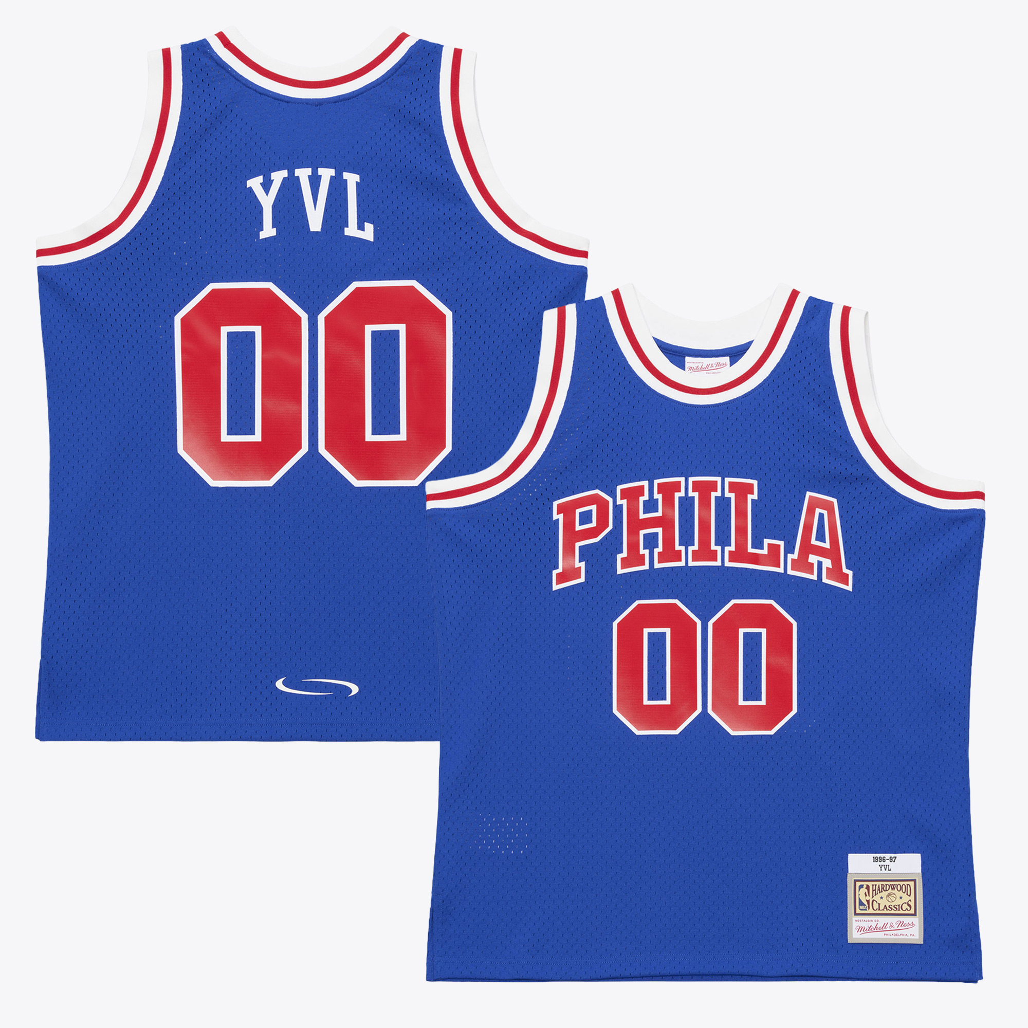Men's Mitchell & Ness x Playboi Carti Royal Philadelphia 76ers 1996-97 Swingman Jersey