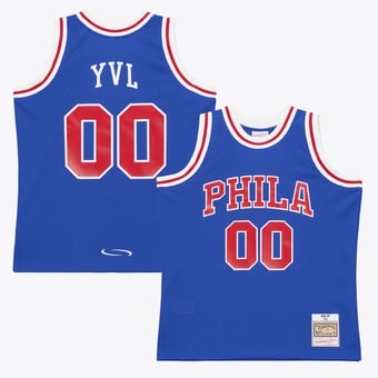 Men's Mitchell & Ness x Playboi Carti Royal Philadelphia 76ers 1996-97 Swingman Jersey