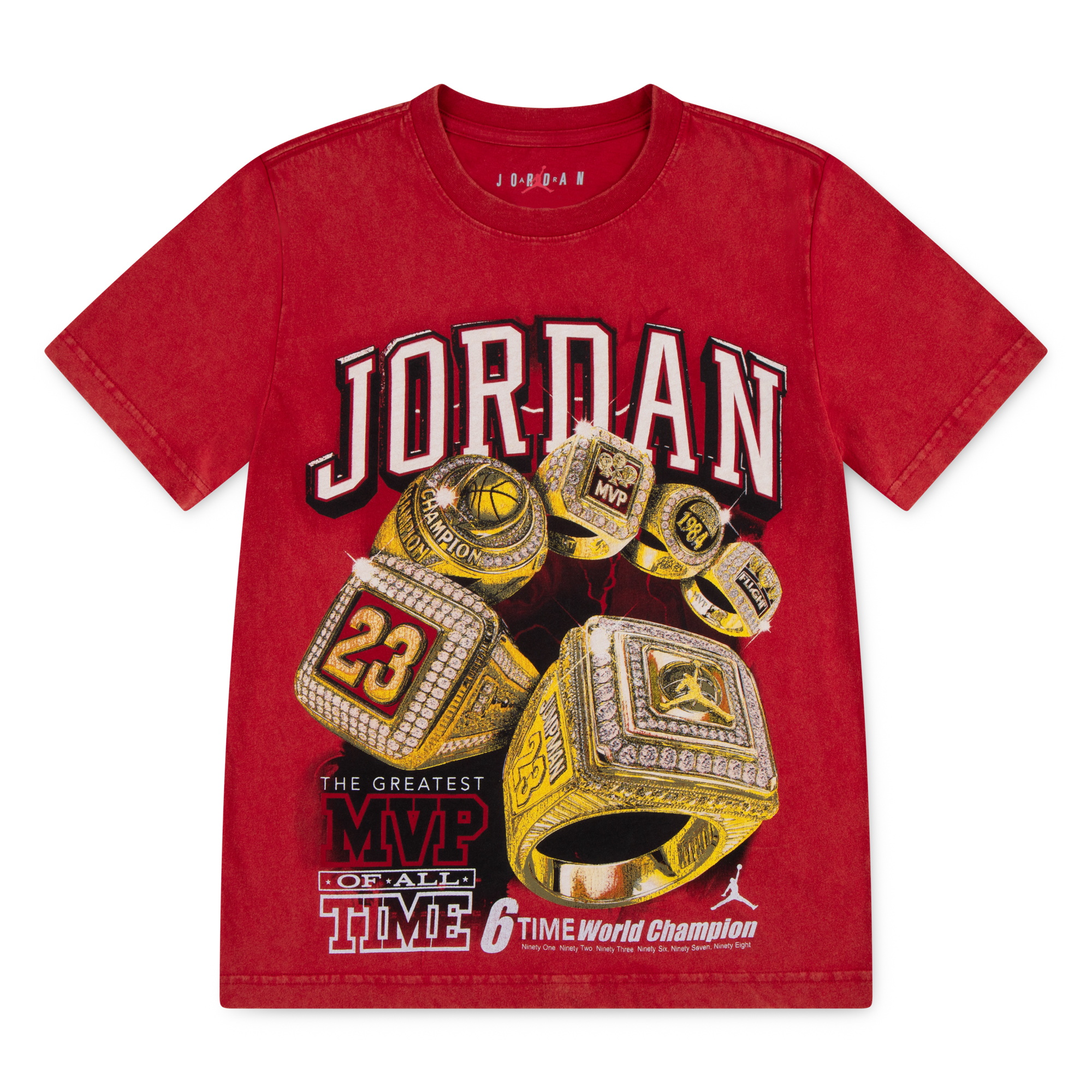 Boys Jordan 6 Rings T-Shirt - Boys' Grade School Red/Gold Size S