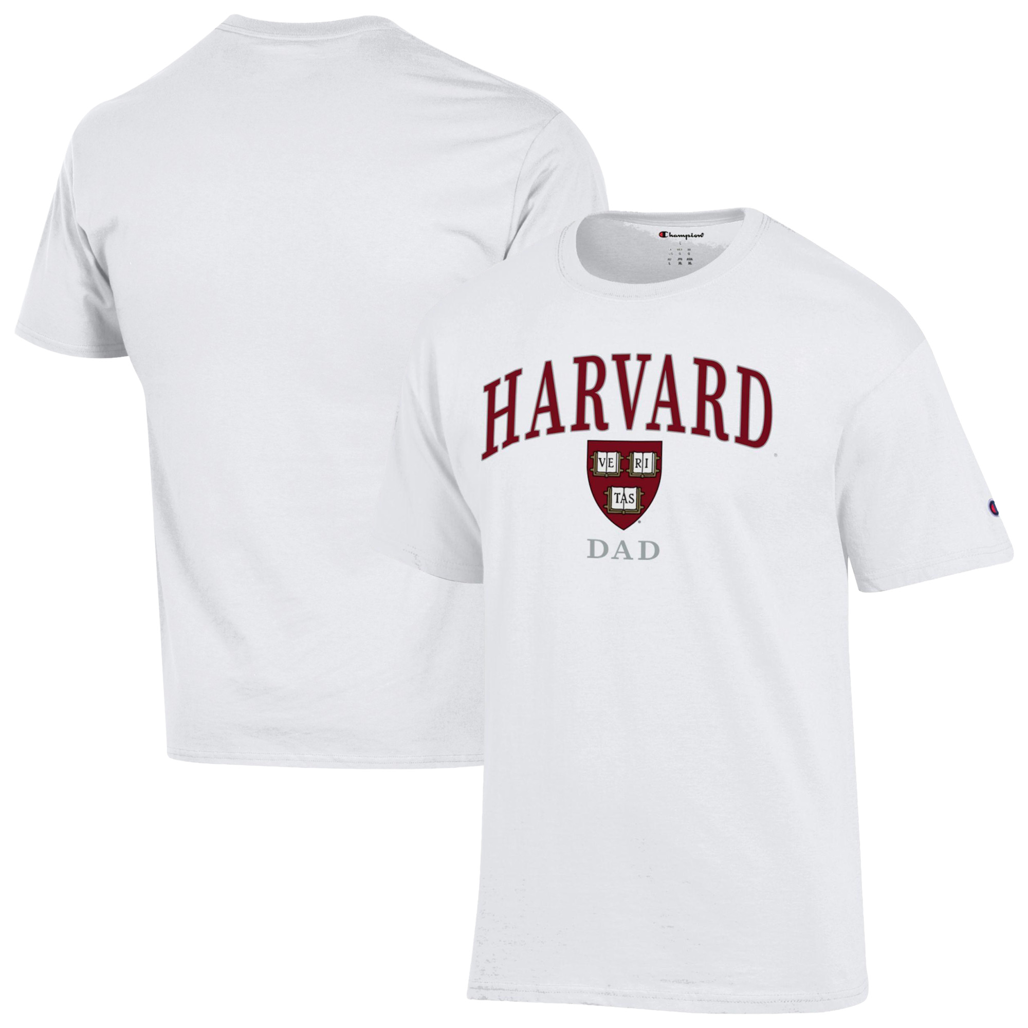Men’s Champion White Harvard Crimson Dad Logo T-Shirt Men’s Champion White Harvard Crimson Dad Logo T-Shirt