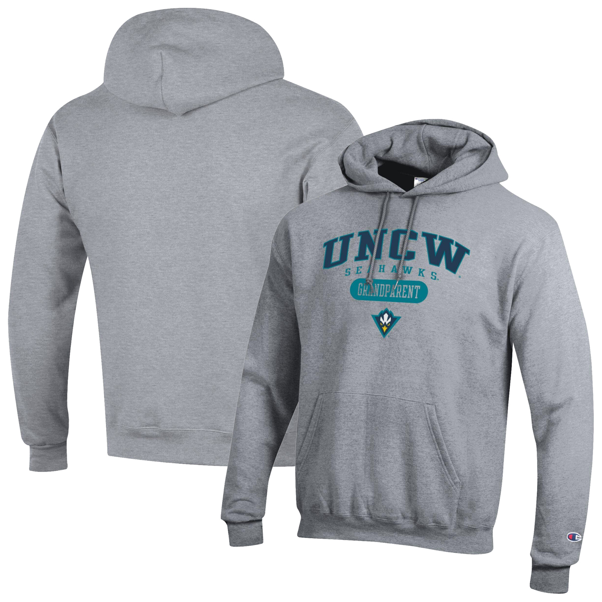 Men’s Champion Gray UNC Wilmington Seahawks Grandparent Logo Eco Powerblend Hoodie Men’s Champion Gray UNC Wilmington Seahawks Grandparent Logo Eco Powerblend Hoodie